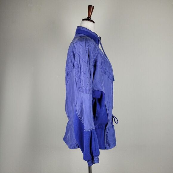 Blue VTG Jacket Womens Small Silk Quilted 80s 90s Cinch Knit Purple Periwinkle - Picture 2 of 8